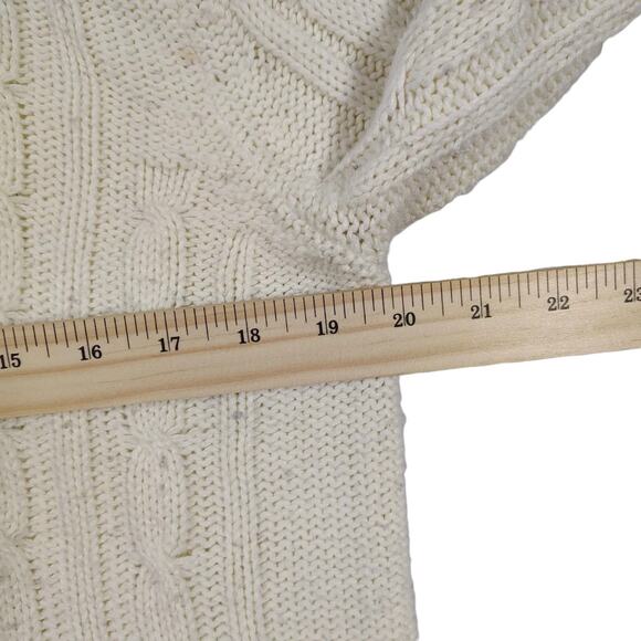 Michael Kors Women's Cream Cowl Neck Cable Knit Button Up Sweater Size Large - Picture 7 of 8